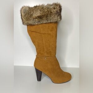 Women's Tan Faux Fur Trim Boots